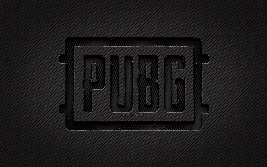 PUBG Carbon Fiber Logo with Grunge Texture on Dark Diagonal Background HD wallpaper