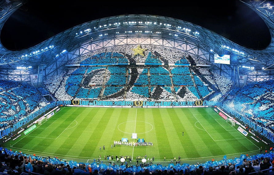 Olympique de Marseille Stadium Tifo Display During UEFA Champions League Match HD wallpaper