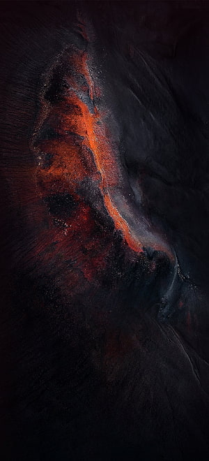 Molten Lava Flow on Dark Volcanic Rock Abstract Nature Wallpaper HD phone wallpaper