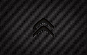 Citroen Double Chevron Logo on Dark Carbon Fiber Texture HD wallpaper