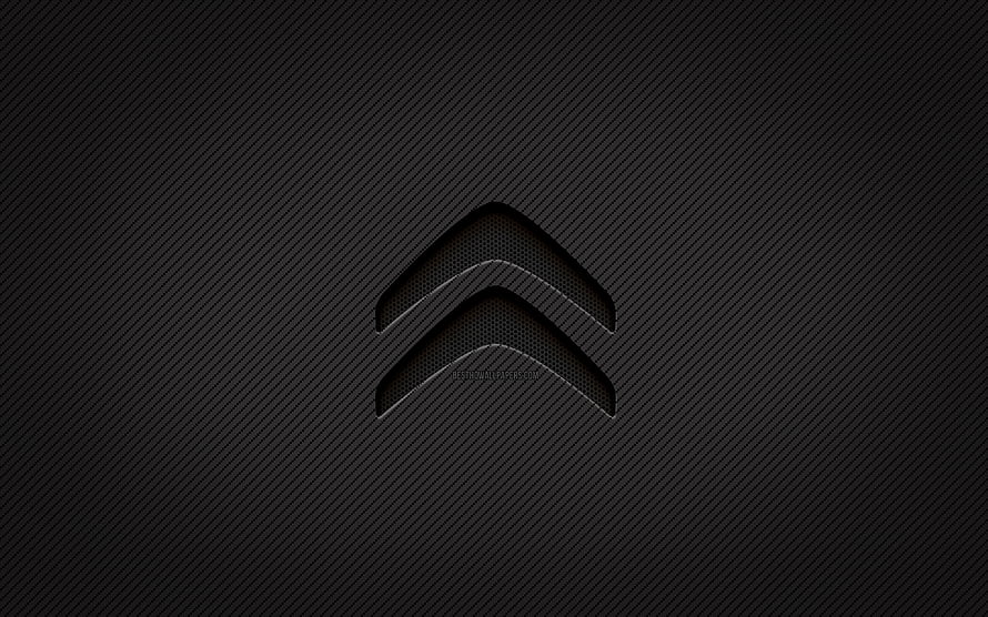Citroen Double Chevron Logo on Dark Carbon Fiber Texture HD wallpaper