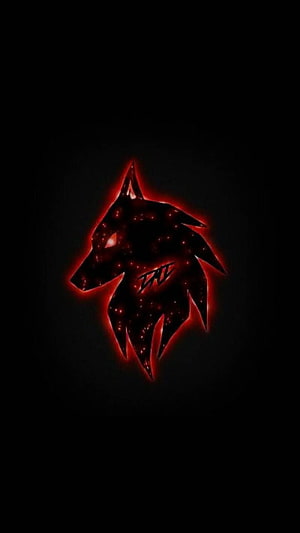 Glowing Red Wolf Head Silhouette with Starry Texture on Black Background HD phone wallpaper