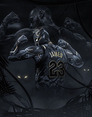 LeBron James Black Panther Concept Art with Number 23 Jersey HD phone wallpaper