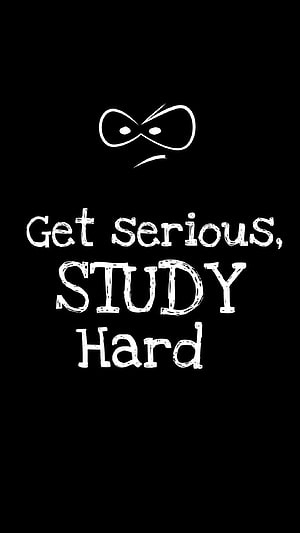 Minimalist Study Motivation Quote with Focused Face Illustration on Black Background HD phone wallpaper