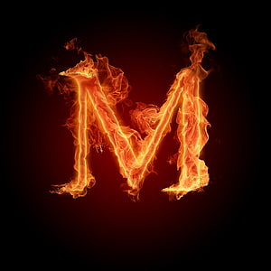 Burning Letter M Fire Alphabet Design on Black Background HD phone wallpaper