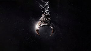 Moon Knight Crescent Moon Emblem with Wrapped Arm on Dark Background HD wallpaper