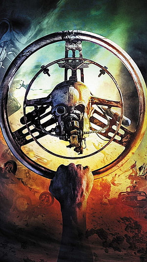 Mad Max Fury Road War Rig Skull and Fist Poster Art HD phone wallpaper