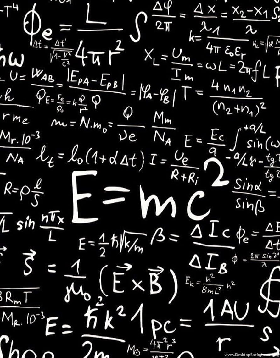 Handwritten Physics Equations and Science Formulas on a Black Chalkboard Background HD phone wallpaper