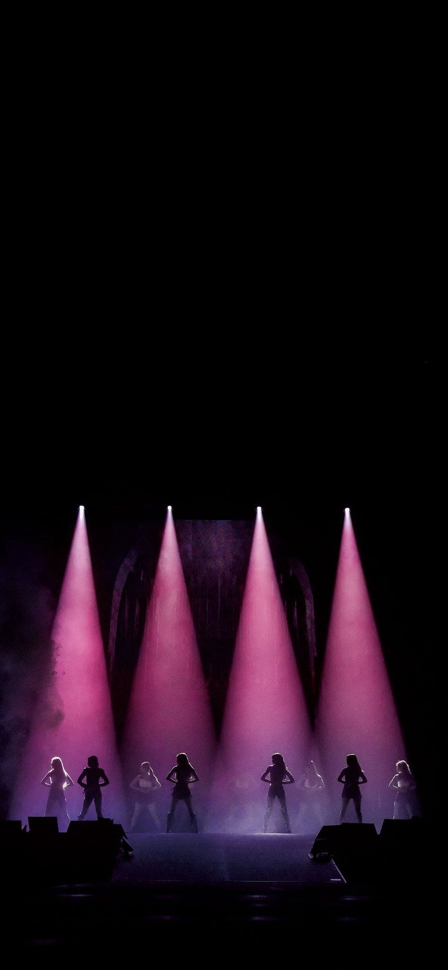 Blackpink Concert Stage With Dramatic Pink Spotlights and Silhouetted Performers HD phone wallpaper