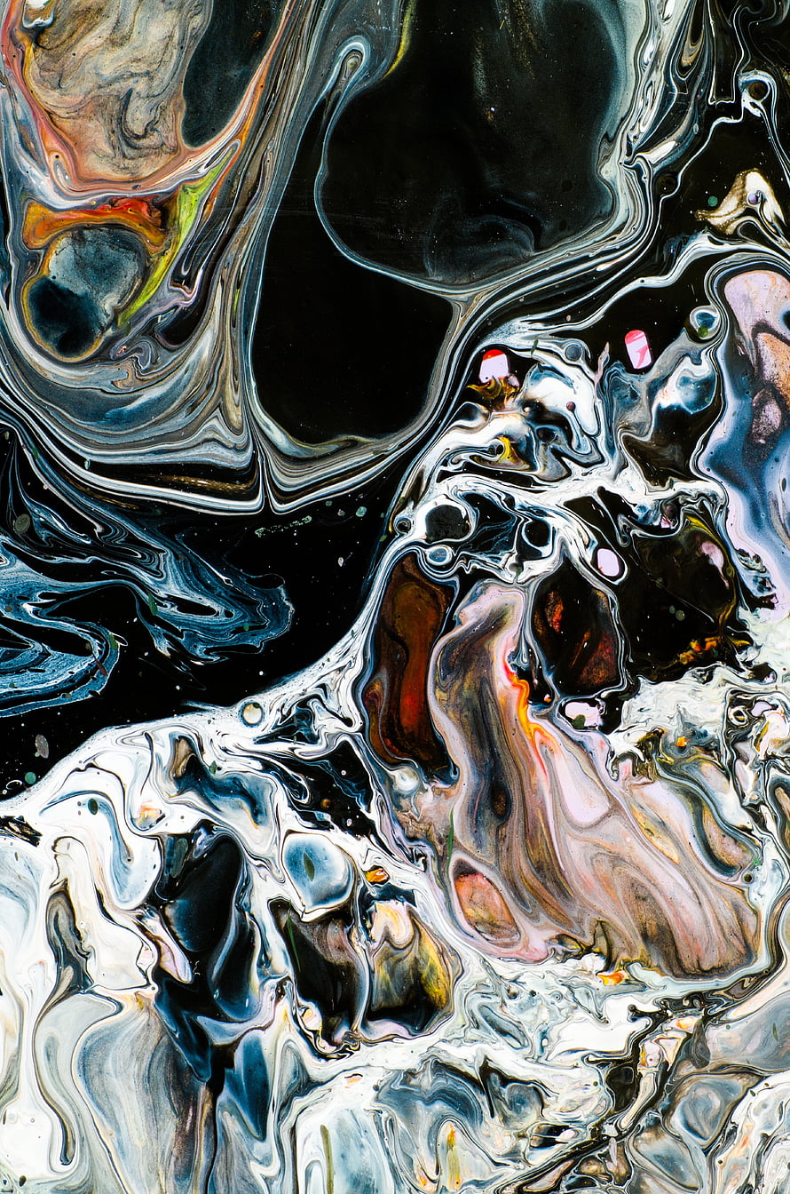 Vibrant Fluid Art Abstract Painting With Swirling Ink and Marbled Color Patterns HD phone wallpaper