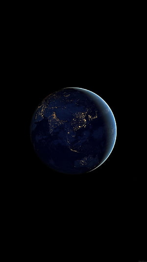 Earth at Night from Space: Asia City Lights and Dark Ocean HD phone wallpaper