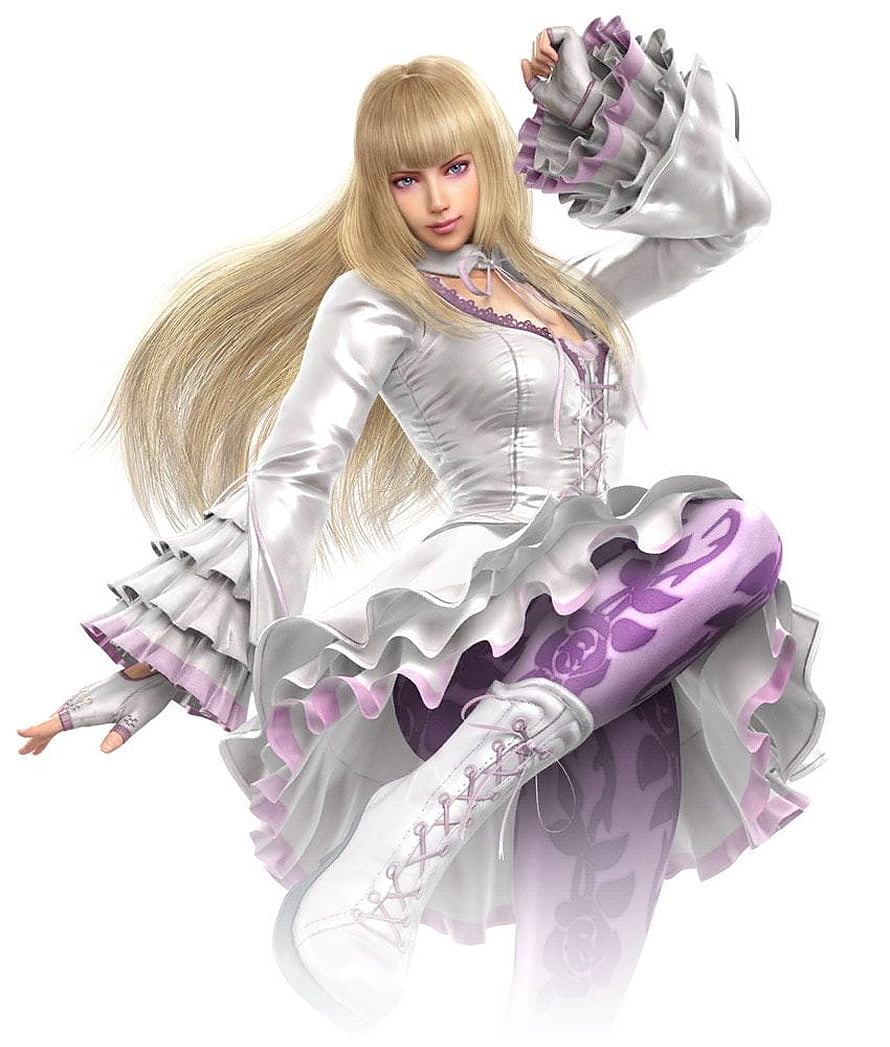 Lili from Tekken in a white and lavender ruffled dress with long blonde hair HD phone wallpaper