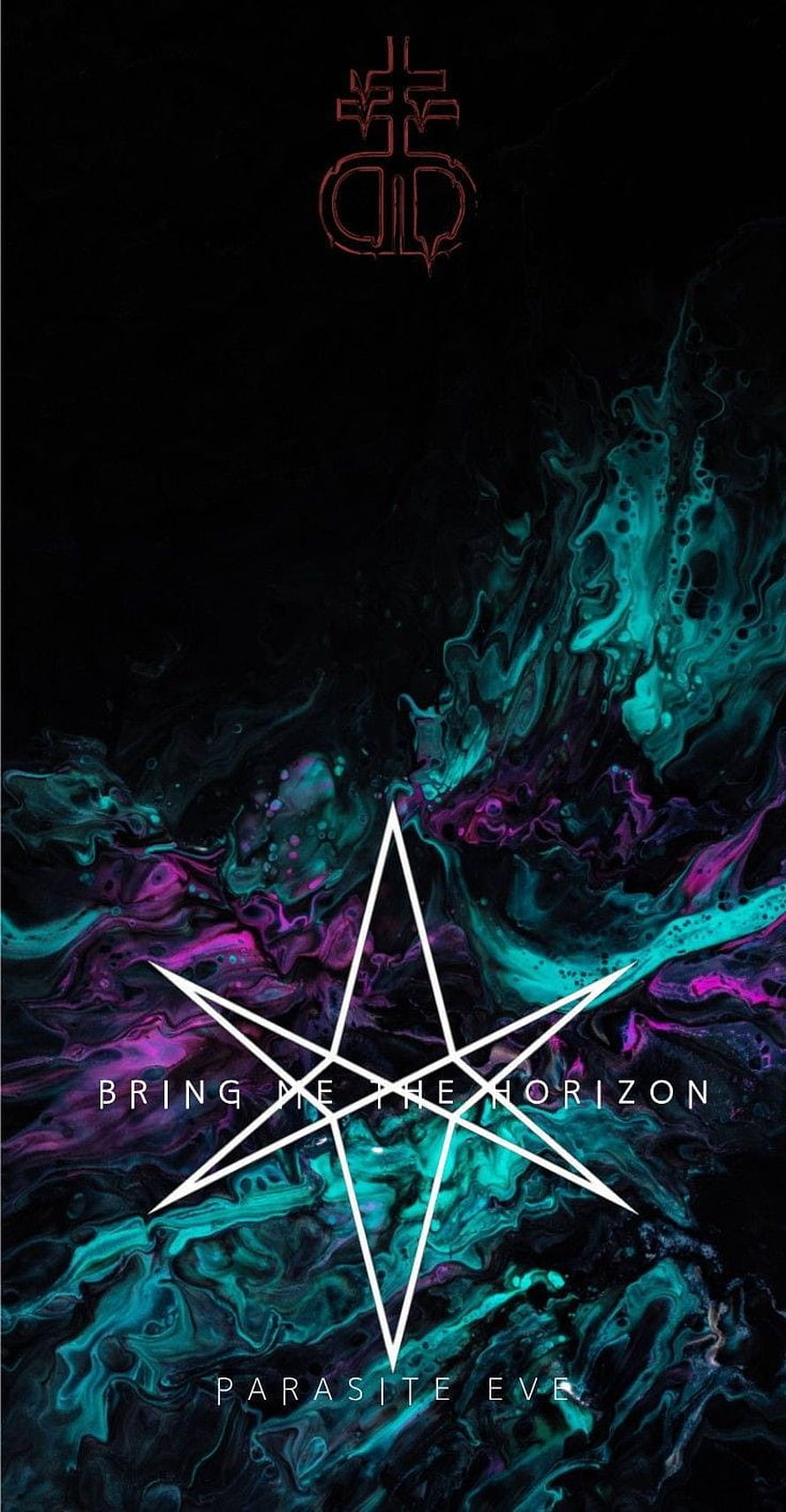 Bring Me The Horizon Parasite Eve Album Art with Neon Liquid Ink Design HD phone wallpaper