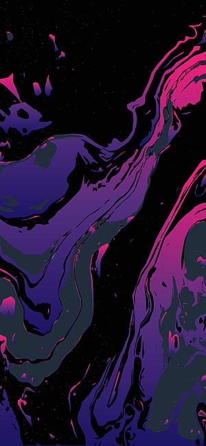 Vibrant Purple and Pink Abstract Fluid Art on Black Background HD phone wallpaper
