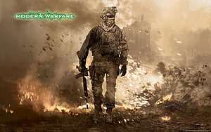 Call of Duty Modern Warfare 2 Soldier Walking Through Battlefield Explosion HD wallpaper