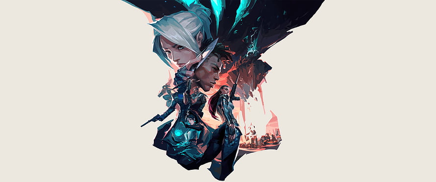 Valorant Agents Concept Art with Dynamic Brushstrokes and Neon Accents HD wallpaper