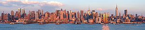 New York City Manhattan Skyline at Golden Hour with Empire State Building HD wallpaper