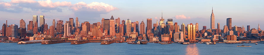 New York City Manhattan Skyline at Golden Hour with Empire State Building HD wallpaper