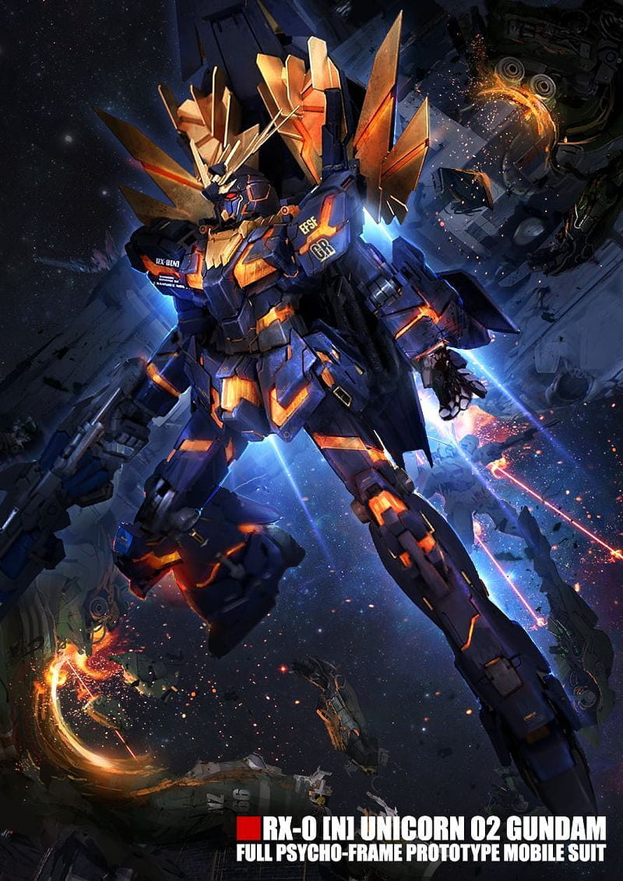 RX-0 Unicorn Gundam 02 Full Psycho-Frame Prototype Mobile Suit in Space Combat HD phone wallpaper