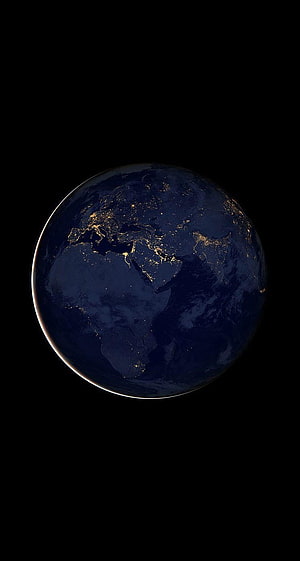 Earth at Night from Space: City Lights Over Africa and Europe on a Dark Background HD phone wallpaper