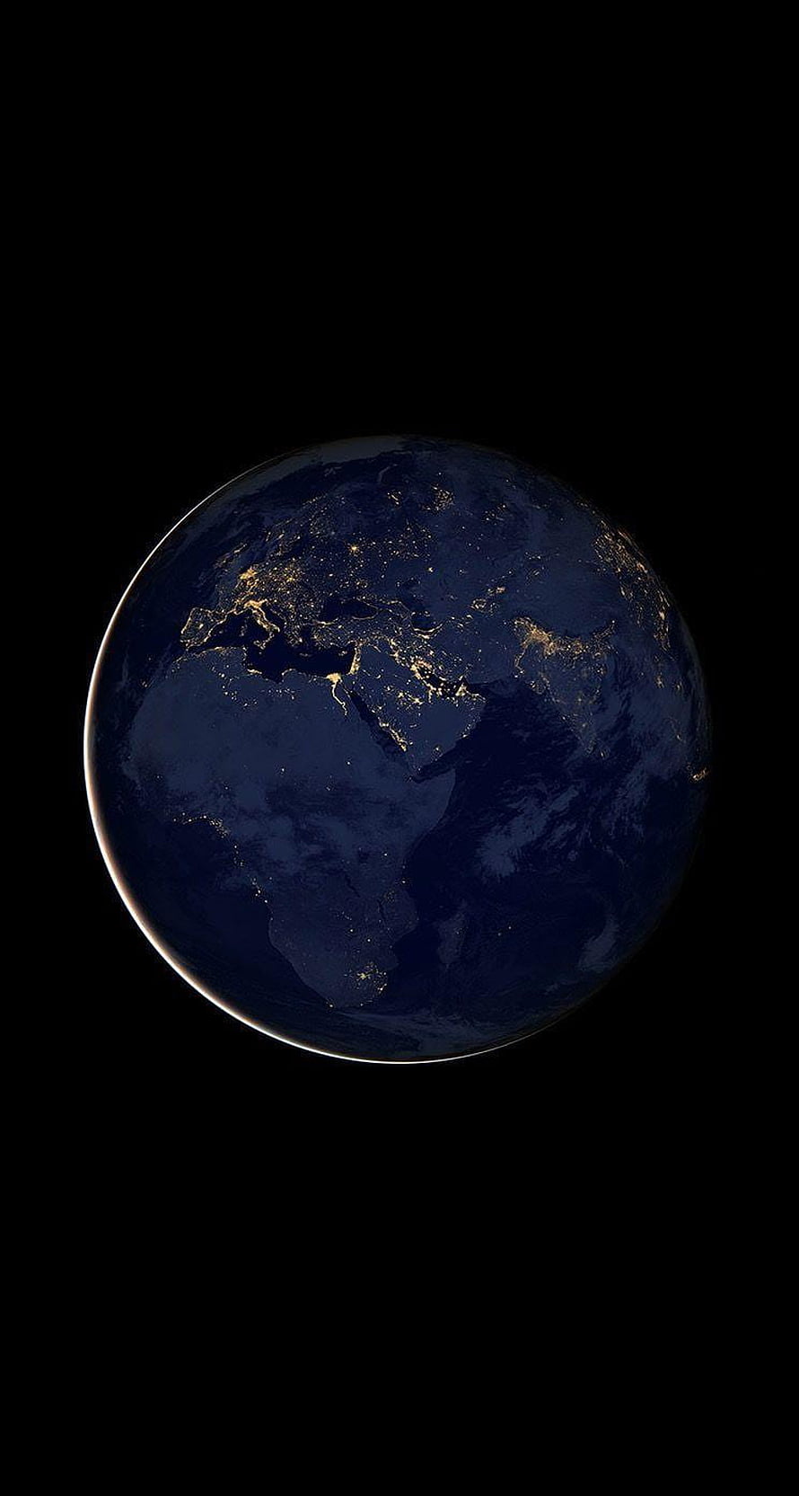 Earth at Night from Space: City Lights Over Africa and Europe on a Dark Background HD phone wallpaper
