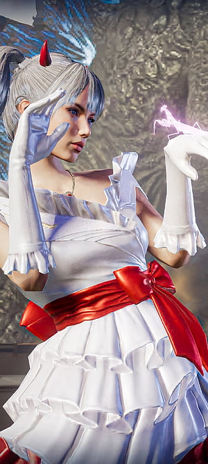 PUBG Mobile Female Character in White Dress with Red Ribbon and Glowing Insect HD phone wallpaper