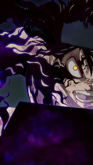 Asta Demonic Form Black Clover Anime Character with Purple Aura and Intense Expression HD phone wallpaper