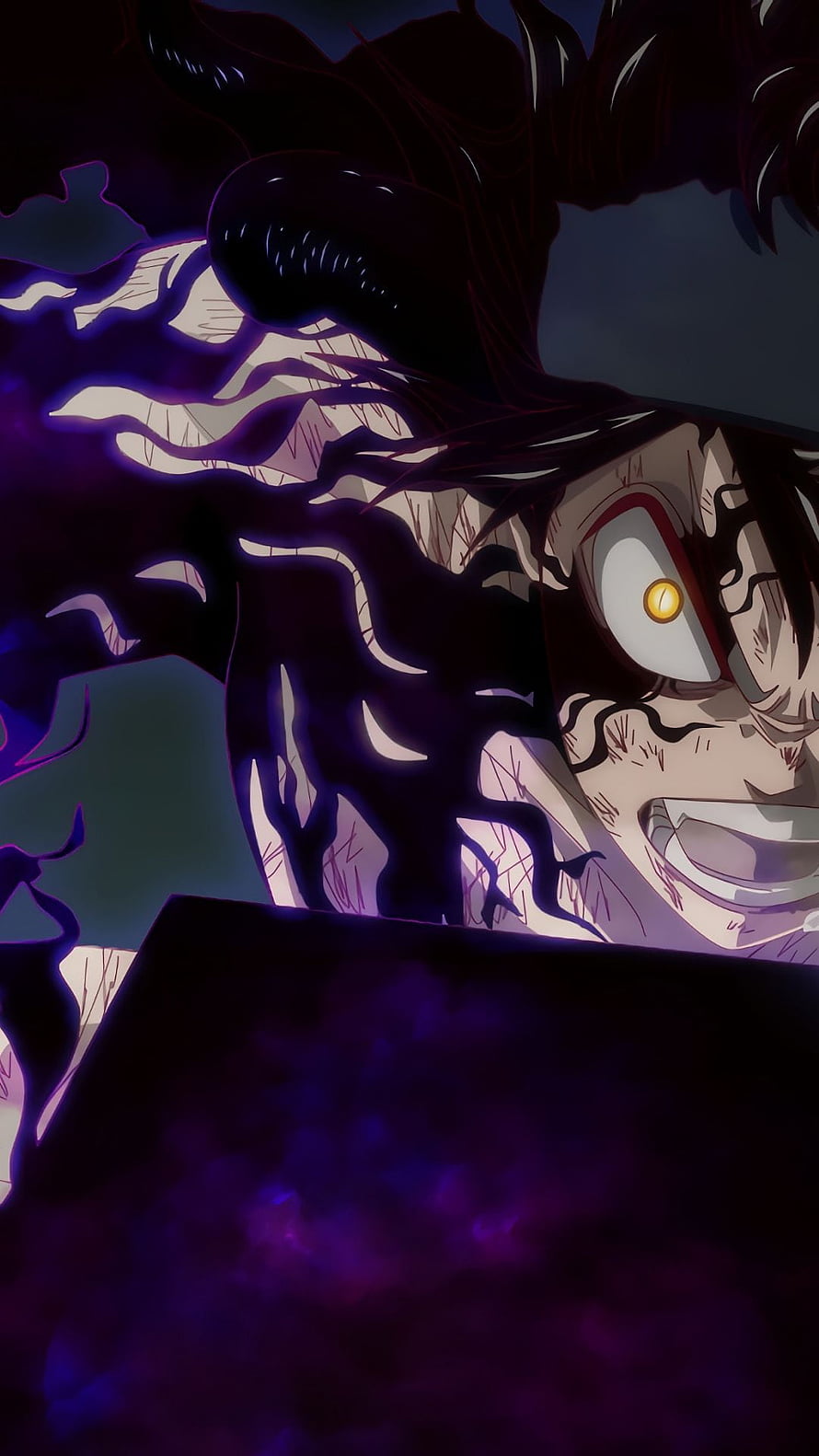 Asta Demonic Form Black Clover Anime Character with Purple Aura and Intense Expression HD phone wallpaper