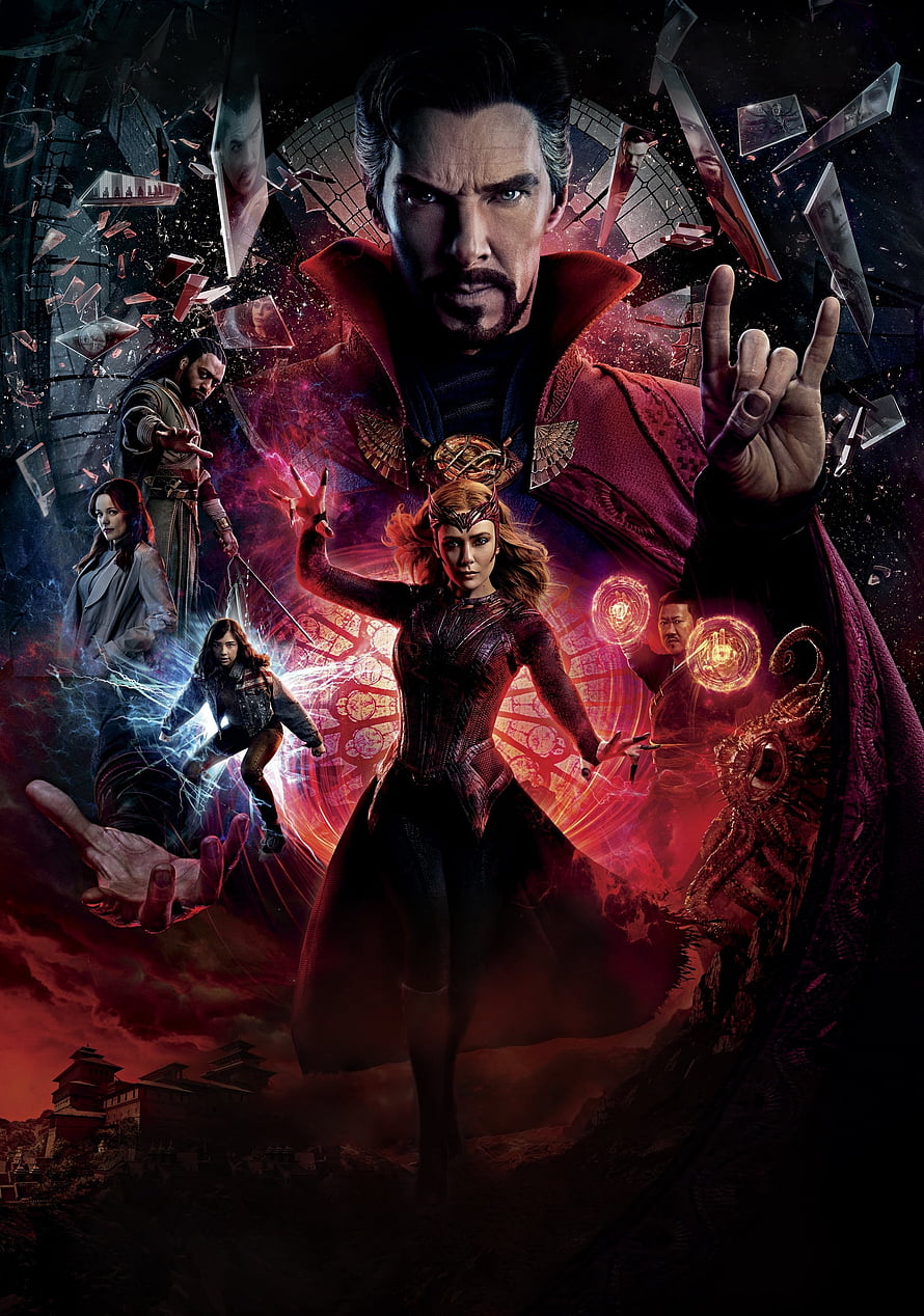 Doctor Strange and Scarlet Witch in the Multiverse of Madness with mystical energy and shattered dimensions HD phone wallpaper