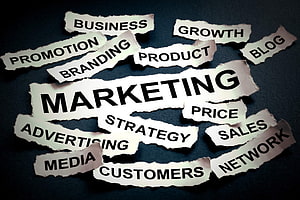 Marketing Strategy Concept with Torn Paper Words on Dark Background HD wallpaper