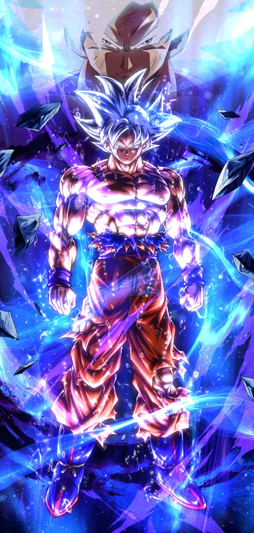 Goku Ultra Instinct Anime Character Artwork with Blue Energy Aura HD phone wallpaper
