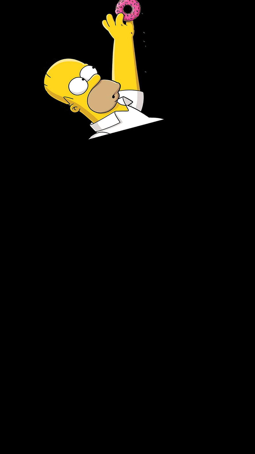 Homer Simpson Reaching for a Pink Sprinkle Donut on Black Background HD phone wallpaper