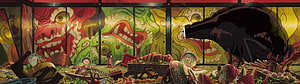 Studio Ghibli Spirited Away Bathhouse Scene with No-Face and Dragon Wall Art HD wallpaper