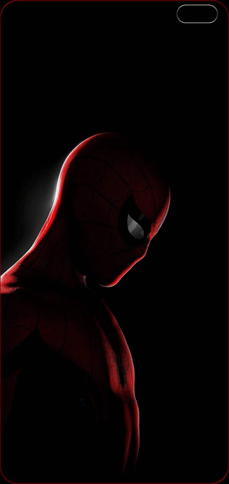 Spider-Man in Dark Red Suit with Dramatic Side Lighting on Black Background, Dual Punch Hole, Left Dual Punch Hole HD phone wallpaper