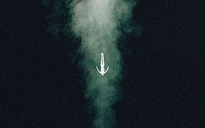 Afterlife Realm Of Consciousness: Ethereal Figure Descending Through Dark Mist HD wallpaper