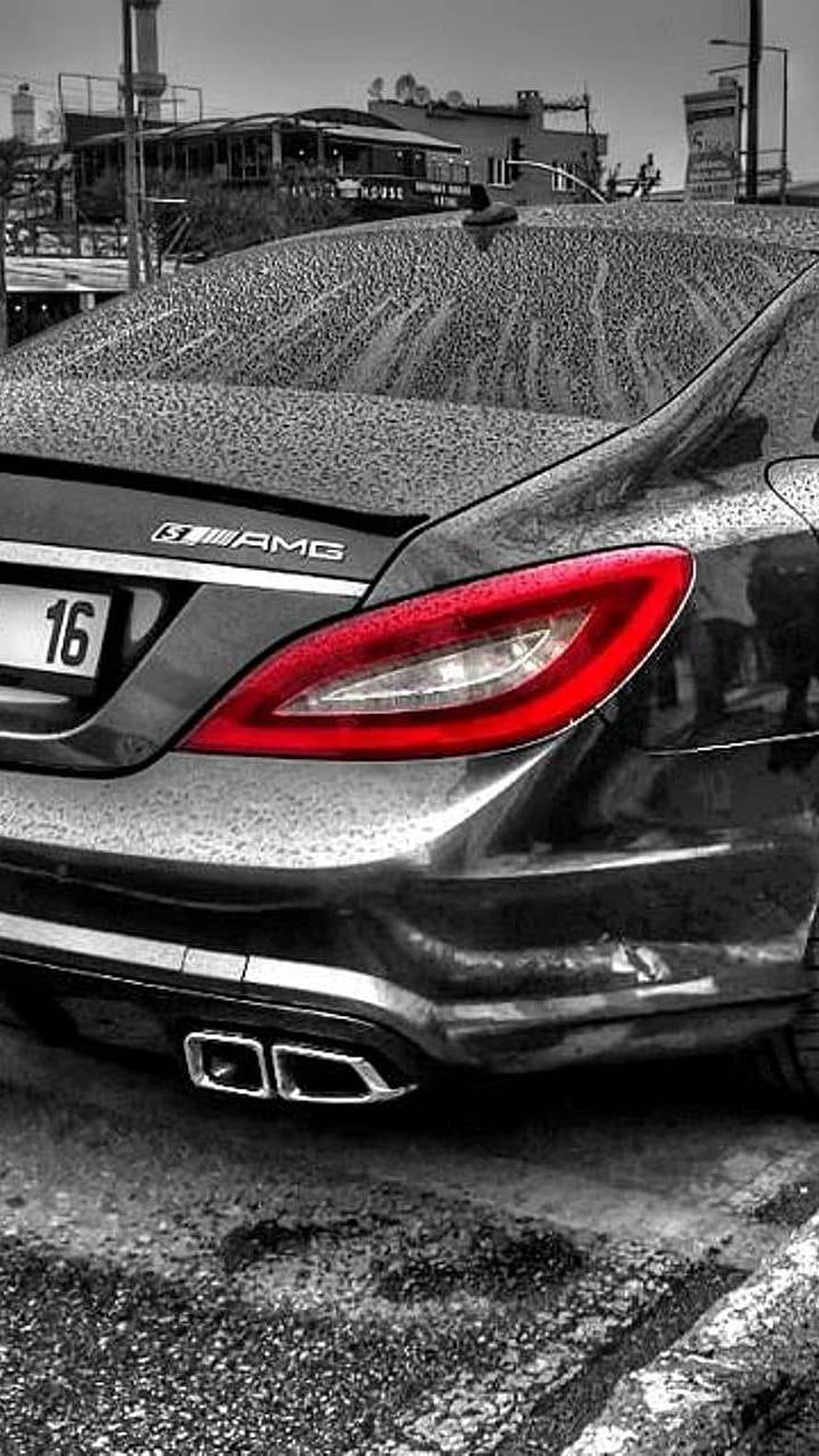 Mercedes-Benz CLS 63 AMG Rear Detail with Selective Red Taillight and Dual Exhaust HD phone wallpaper