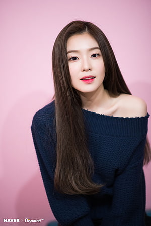 Irene from Red Velvet in Off-Shoulder Navy Knit Sweater Studio Portrait HD phone wallpaper