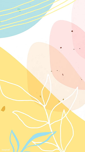Pastel Memphis Abstract Floral Line Art with Soft Geometric Shapes HD phone wallpaper