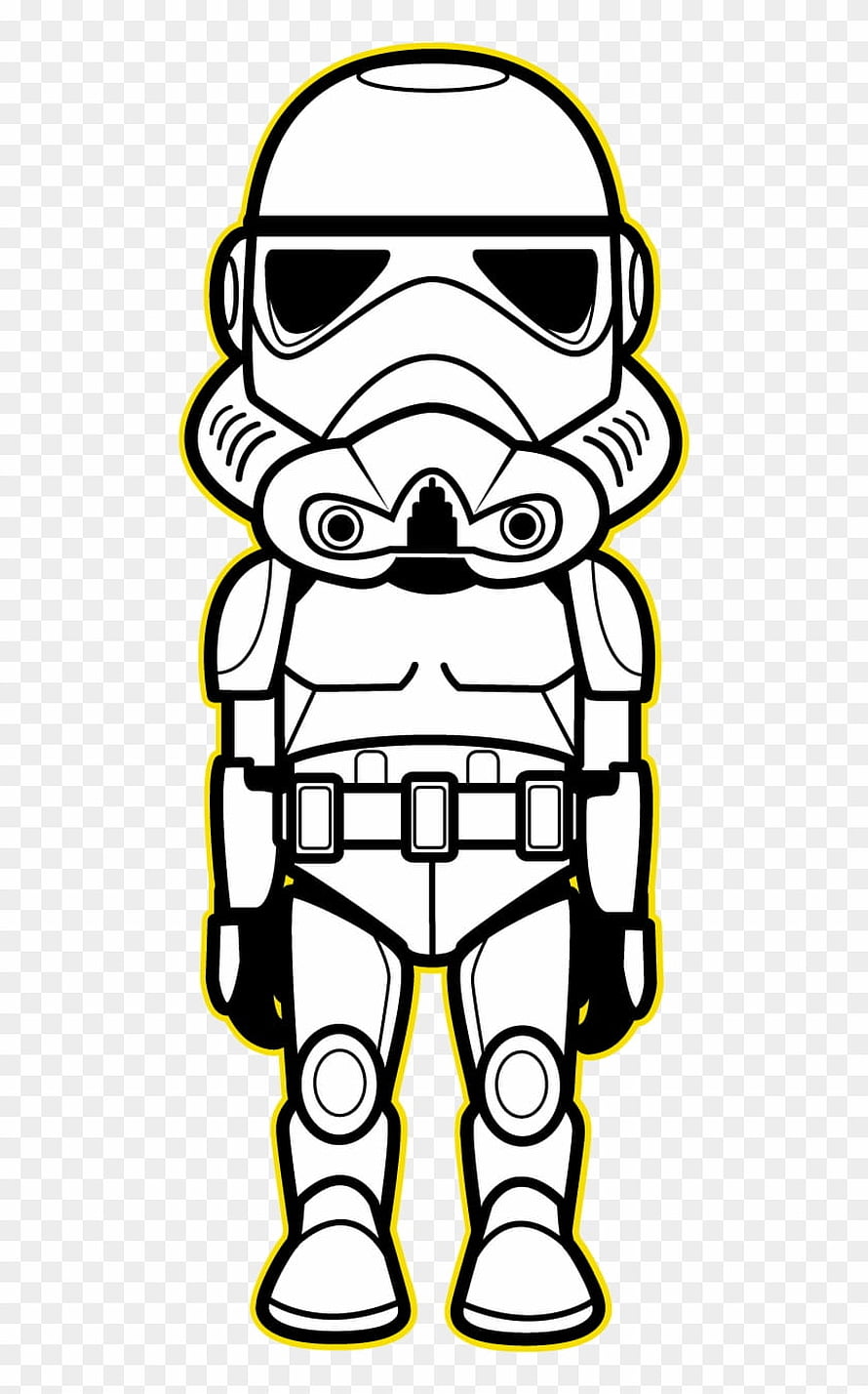 Star Wars First Order Stormtrooper Kawaii Character Line Art Illustration HD phone wallpaper