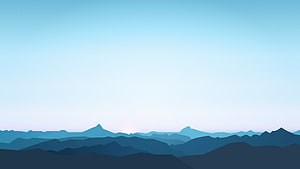 Minimalist Blue Mountain Range Landscape with Soft Gradient Sky and Layered Silhouettes HD wallpaper