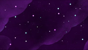 Bee and PuppyCat Purple Night Sky with Glowing Stars and Clouds HD wallpaper
