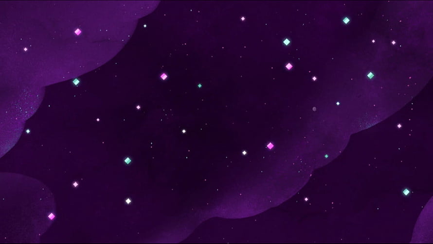 Bee and PuppyCat Purple Night Sky with Glowing Stars and Clouds HD wallpaper