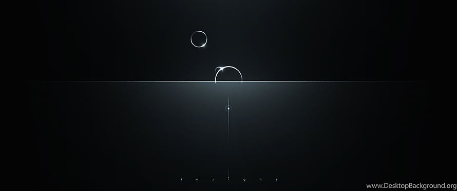 Minimalist Dark Abstract Wallpaper with Glowing Geometric Circles and Horizon Line HD wallpaper