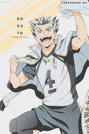Bokuto Koutarou from Haikyuu in Karasuno jersey with towel over shoulder HD phone wallpaper