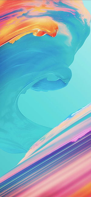 Vibrant Abstract Fluid Art with Swirling Blue, Orange, and Pink Hues HD phone wallpaper