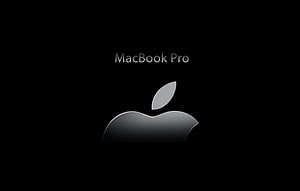 Apple MacBook Pro Logo on Black Background Minimalist Tech Wallpaper HD wallpaper