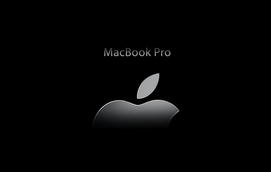 Apple MacBook Pro Logo on Black Background Minimalist Tech Wallpaper HD wallpaper
