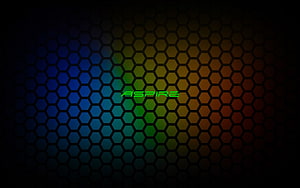 Acer Aspire Hexagonal Grid with Blue Green and Orange Gradient Glow on Dark Background HD wallpaper