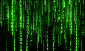 Green Binary Code Rain on Black Background Digital Technology Wallpaper HD wallpaper
