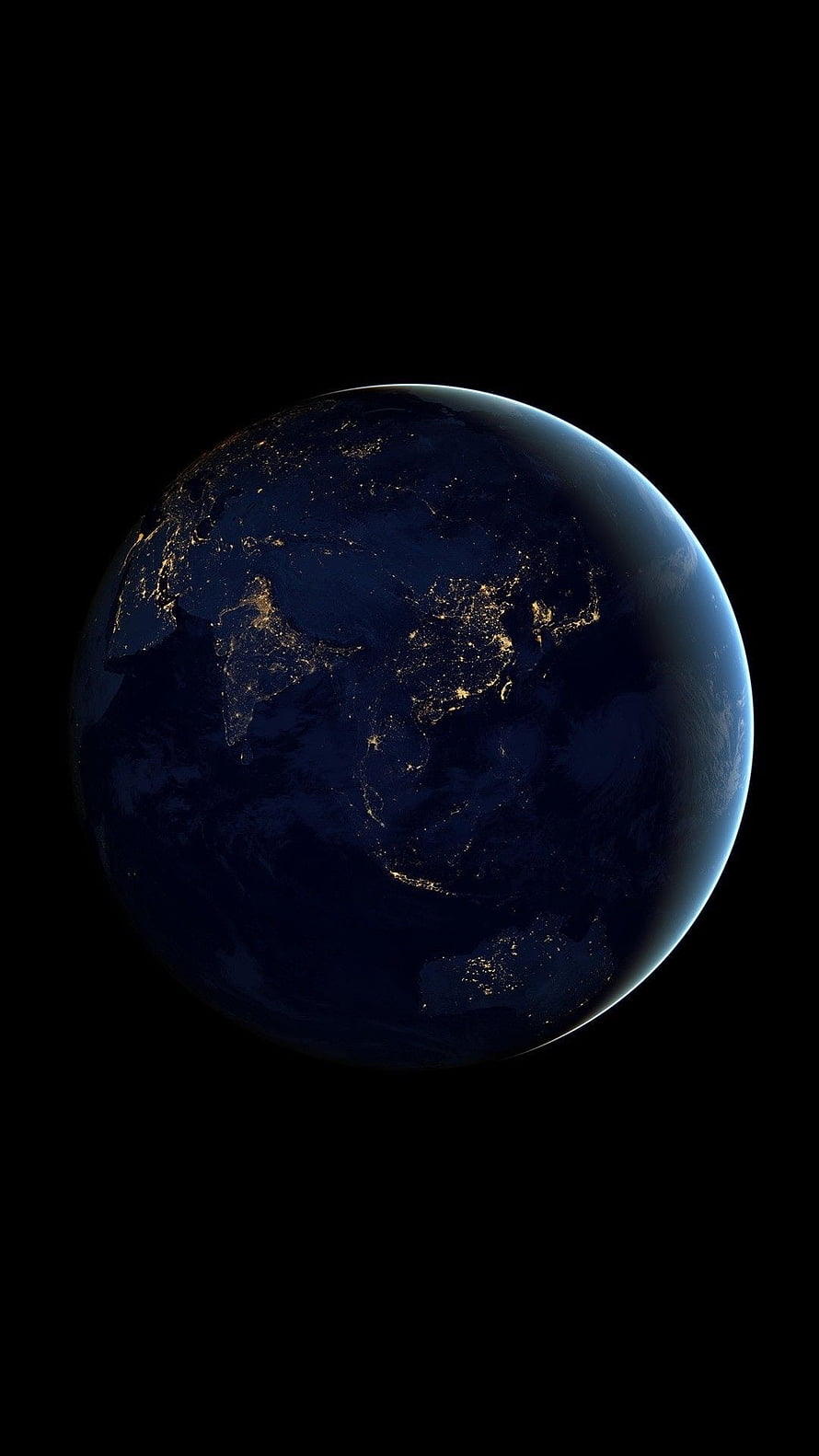 Earth at Night from Space with City Lights Illuminating the Dark Globe HD phone wallpaper
